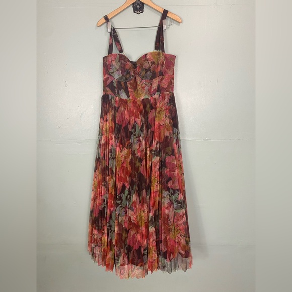 Hutch Willa Pleated‎ Tulle Gown Maxi Floral Size 14 - Picture 2 of 8